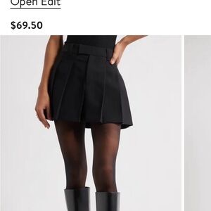 Open Edit Black Pleated Mini Skirt